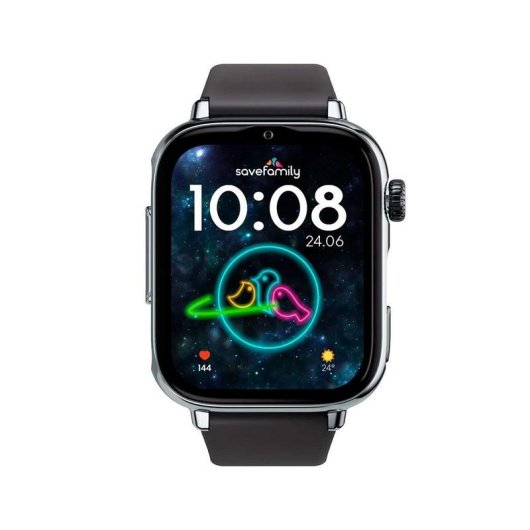 SaveFamily SaveWatch Plus 2 4G GPS 50mm AMOLED Prata Pulseira Preta M IP68 Pulsómetro SOS