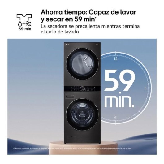 Lavasecadora LG 17kg E D WT1716BBF con motor inverter y control táctil