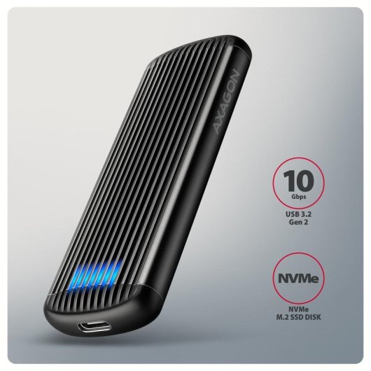 Externe Box Axagon EEM2-SC M.2 Aluminium Grau Schwarz USB-C 10 Gbit/s