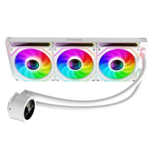 Wasserkühlung GameMax ICEBURG 360 DIGITAL WH 385mm 3 Lüfter LED