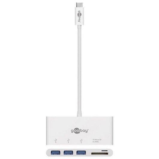 Leitor de cartões Goobay 62097 USB 3.2 Type-C 3x USB 3.0 Branco