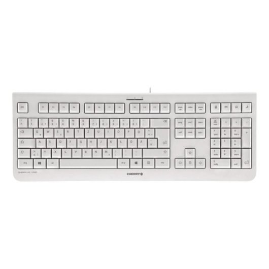 Tastatur CHERRY KC 1000 kabelgebunden vollstaendig leise Tasten USB grau