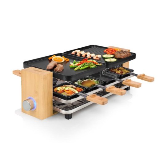 Grill d interieur Princess 162918 8 personnes 1300 W rotatif aluminium bois