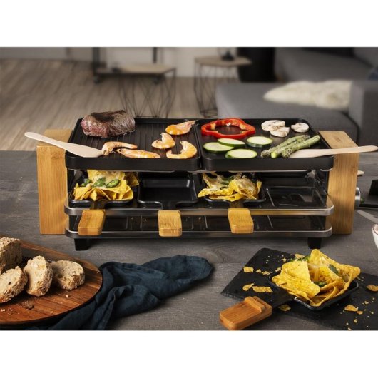 Grill d interieur Princess 162918 8 personnes 1300 W rotatif aluminium bois