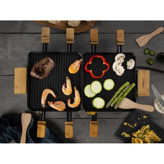 Grill d interieur Princess 162918 8 personnes 1300 W rotatif aluminium bois