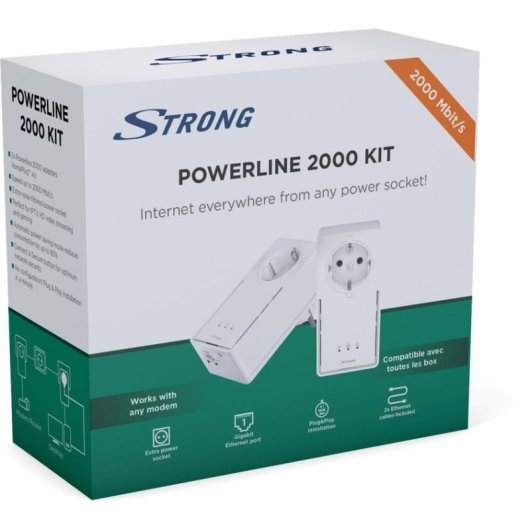 Adaptador STRONG Powerline 2000 KIT 2000 Mbit/s Gigabit Ethernet