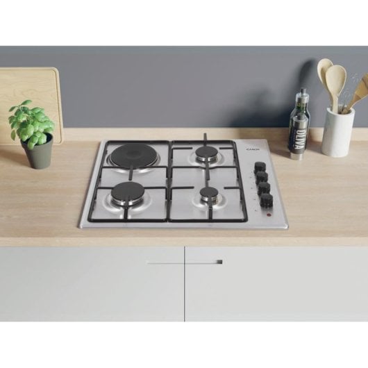 Placa Candy CMGH31X/1 4 zonas gas-eléctrico acero inoxidable 58 cm
