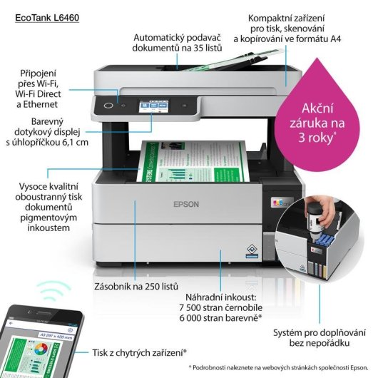 Multifunción Epson EcoTank L6460 Inyección tinta Color WiFi Dúplex ADF