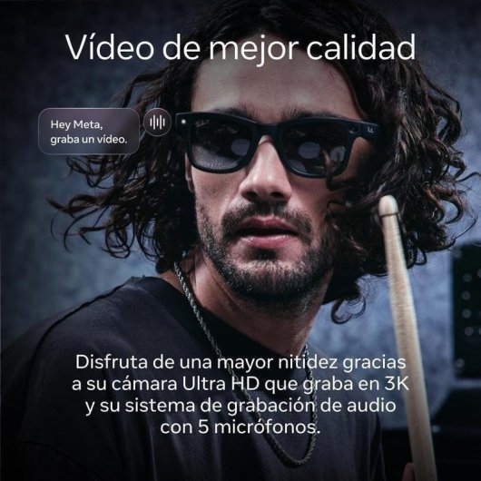 Meta Ray-Ban Wayfarer Gen 2 Gafas Inteligentes Câmara Integrada Altifalantes IA Integrada Tradutor Preto