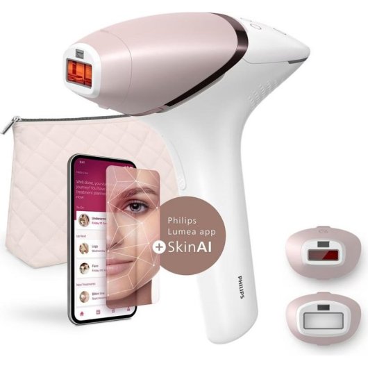Depiladora Luz Pulsada IPL Philips Lumea IPL 9900 BRI950/02 Inalámbrica 5 Ajustes 2 Cabezales