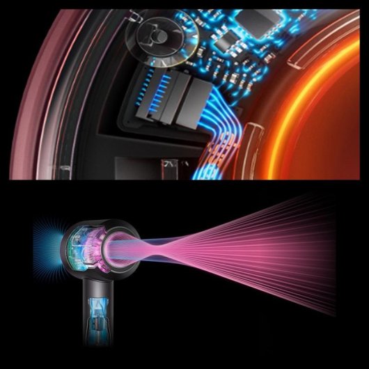 Secador de Cabelo Iónico Dyson Supersonic Nural 1600W 4 Temperaturas 3 Velocidades com Acessórios Ouro Vermelho