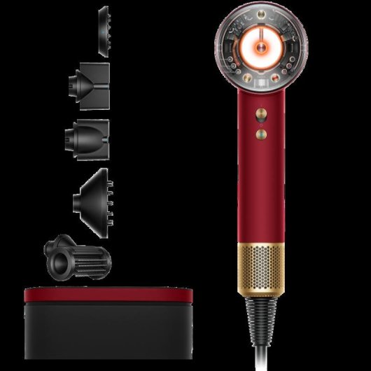 Secador de Cabelo Iónico Dyson Supersonic Nural 1600W 4 Temperaturas 3 Velocidades com Acessórios Ouro Vermelho