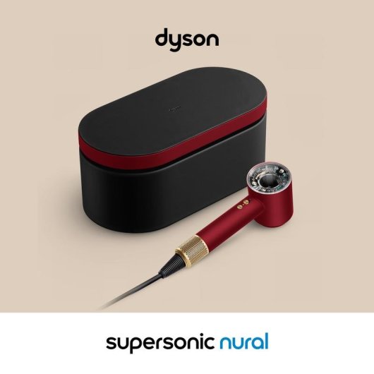 Secador de Cabelo Iónico Dyson Supersonic Nural 1600W 4 Temperaturas 3 Velocidades com Acessórios Ouro Vermelho