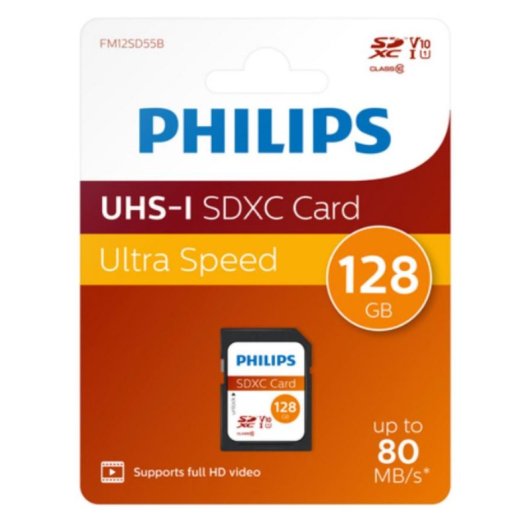 Carte mémoire Philips FM12SD55B/00 128GB SDXC Classe 10 UHS-I 80MB/s