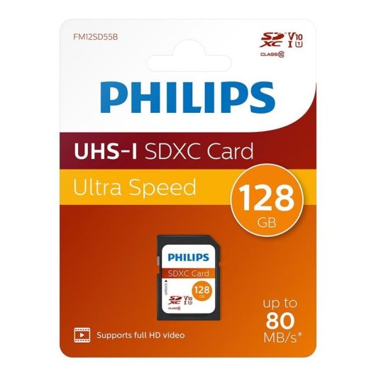 Carte mémoire Philips FM12SD55B/00 128GB SDXC Classe 10 UHS-I 80MB/s