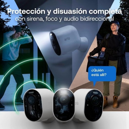 Cámara IP Arlo Pro VMC4270P 2K Visión Nocturna Exterior Alarma Audio Bidireccional Control por Voz