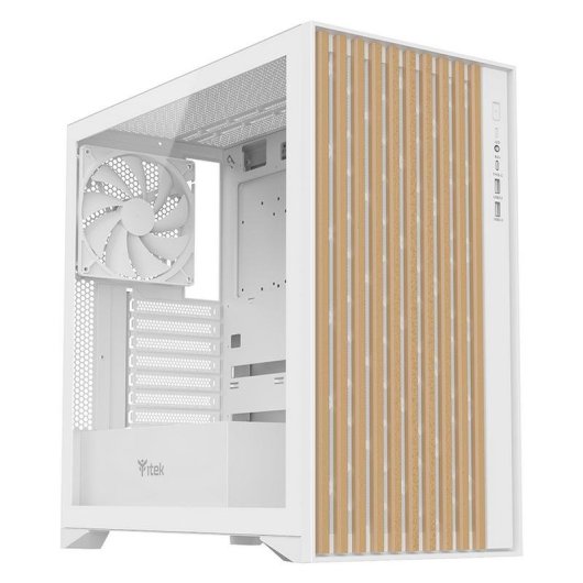 Tour ATX ITEK WOODY Blanc Verre Trempe USB-C Gaming Bois