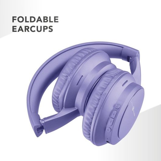 Auriculares Music Sound Boost sem fios Bluetooth 3 modos EQ Microfone Dobráveis Roxo