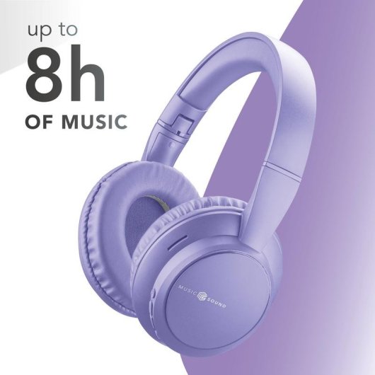 Auriculares Music Sound Boost sem fios Bluetooth 3 modos EQ Microfone Dobráveis Roxo