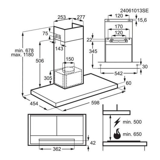 Campana extractora Electrolux LFT816K Canalizado/Recirculación 60cm con control táctil y función Brisa