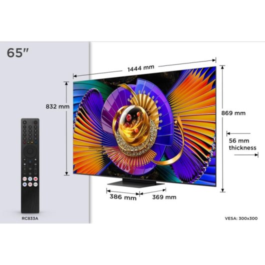 TV TCL QLED C7L 65C7L 65" 4K UltraHD 144Hz Smart TV Google TV HDR10+ Dolby Vision IQ Mini LED