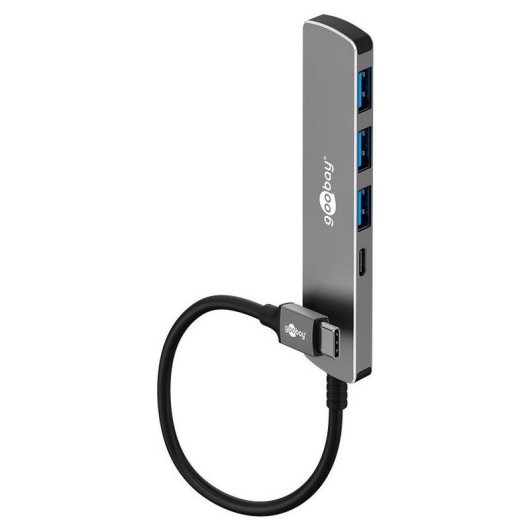 Hub Goobay 4 puertos 5 Gbit/s modelo 79158 USB-C y USB-A aluminio gris
