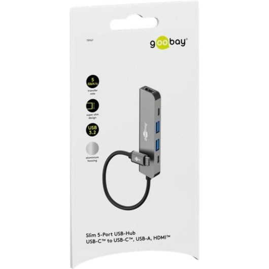 Hub Goobay 5 puertos 5000 Mbit/s modelo 78967 con Power Delivery 100W