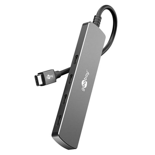 Hub Goobay 4 puertos USB 3.2 Gen 1 5000 Mbit/s modelo 79160 aluminio gris