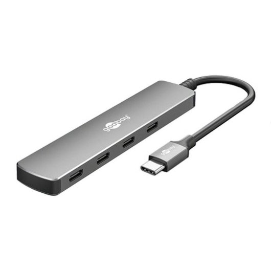 Hub Goobay 4 puertos USB 3.2 Gen 1 5000 Mbit/s modelo 79160 aluminio gris