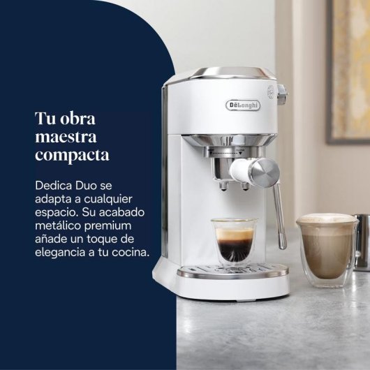 Cafetière expresso DeLonghi Dedica Duo EC890.WI 1,1L 15 Bars blanc avec mousseur
