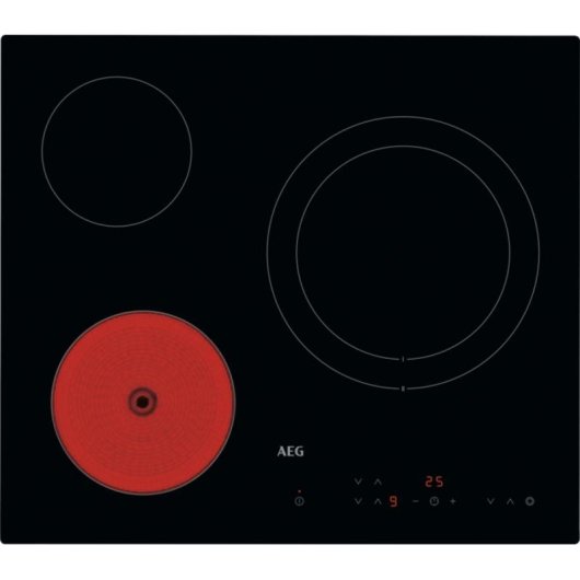 Placa vitrocerámica AEG HRB63321CK 60 cm 3 zonas controles táctiles