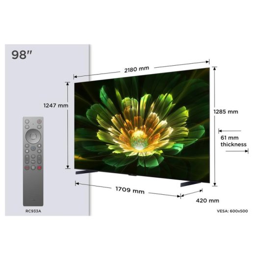 TV TCL QD Mini LED C79K 98C79K 98" 4K Ultra HD 144Hz Smart TV Google TV Dolby Vision HDR10+