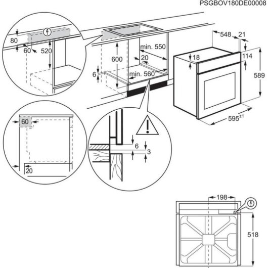 Horno Multifonction Electrolux EOC6H56H 72L AquaClean A+ avec Minuterie