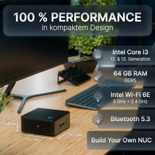 Mini PC FutureNUC Pro NUC 12i3UP Intel Core i3-1215U 8GB 256GB SSD Iris Xe Windows 11 Pro