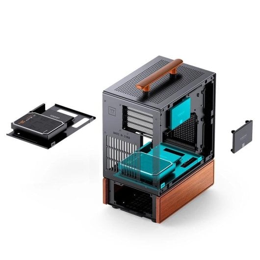 Gehäuse Jonsbo T7 Midi Tower Schwarz Holz ITX Glasfenster