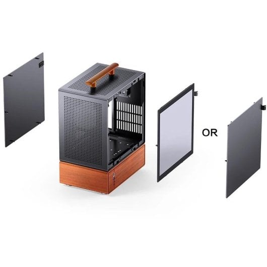 Gehäuse Jonsbo T7 Midi Tower Schwarz Holz ITX Glasfenster