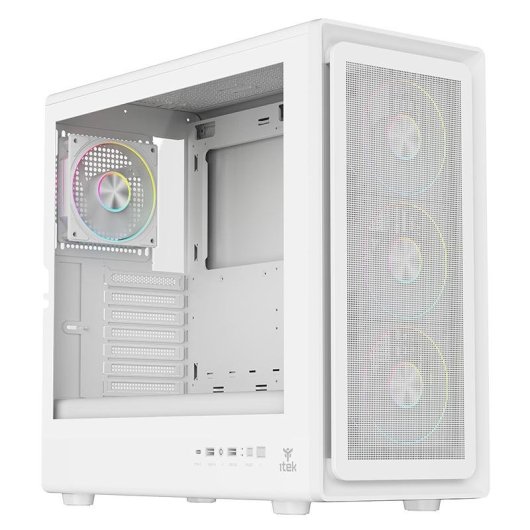 ATX Tower Itek MESHCORE 36W Big Tower Gaming RGB Weiss Glasfenster
