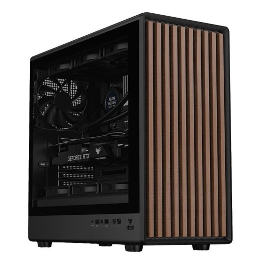 Torre ATX Itek WOODY W2B Legno Finestra Vetro Temperato USB-C
