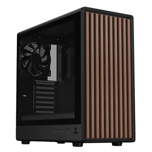 Torre ATX Itek WOODY W2B Legno Finestra Vetro Temperato USB-C