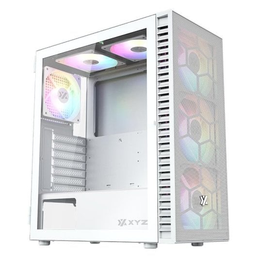 Carcasa XYZ AIRONE 100 Mesh 6x Ventiladores ARGB Diseño Malla ATX Blanca