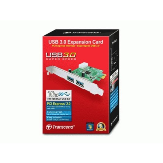 Carte Réseau Transcend TS-PDU3 PCIe USB 3.0 2 Ports 5 Gb/s Vert