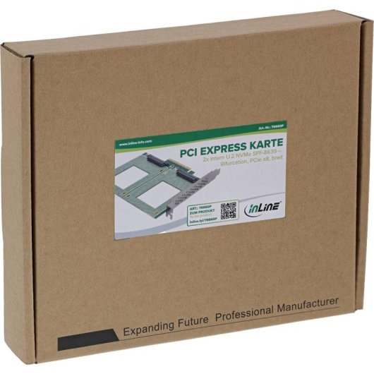 Tarjeta de Interfaz InLine 76660P PCIe 3.0 U.2 64 Gb/s NVMe Dual SSD