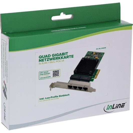 Tarjeta de Red InLine 51127E PCI Express 4x1GbE VLAN EEE Server