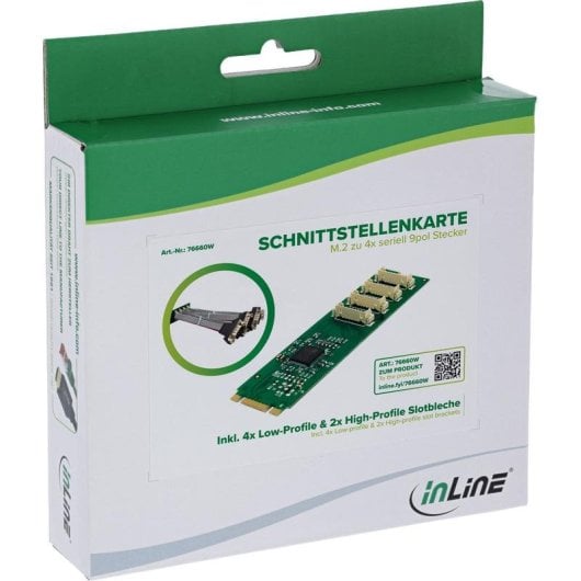 Tarjeta de Red InLine 76660W M.2 PCIe 3.0 4x RS-232 4 Gb/s Low Profile LED