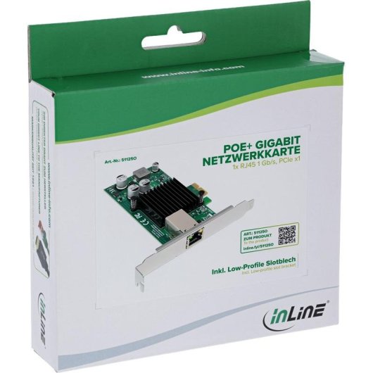 Tarjeta de Red InLine 51125O PCI Express Mini Card 1000 Mbit/s PoE+