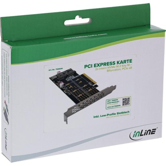 Netzwerkkarte InLine 76660N PCIe M.2 NVMe 64 Gb/s LED Low Profile