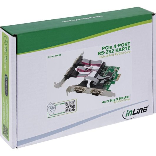Tarjeta di Rete InLine 76619E PCIe RS-232 921,6 Kbit/s 4 porte ESD