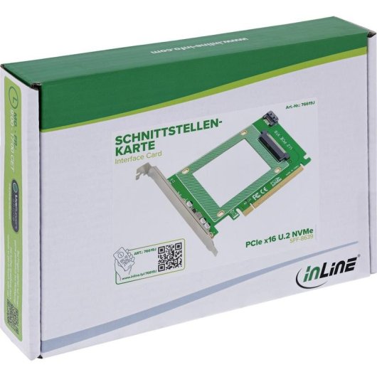 Scheda di Rete InLine 76619J PCIe 3.0 U.2 NVMe SATA Alta Velocita Low Profile