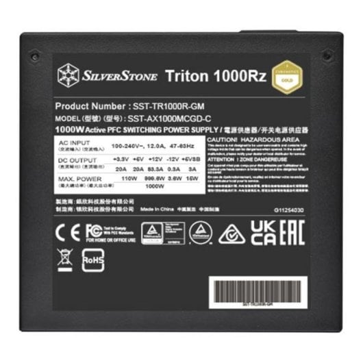 Fuente de Alimentación Silverstone Triton 1000Rz 1000W 89% Eficiencia activa