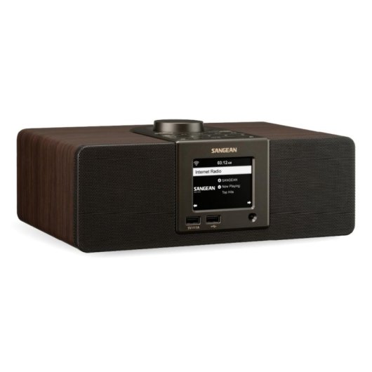 Rádio Sangean WFR-32 Wi-Fi Bluetooth LCD Spotify Madeira Preta